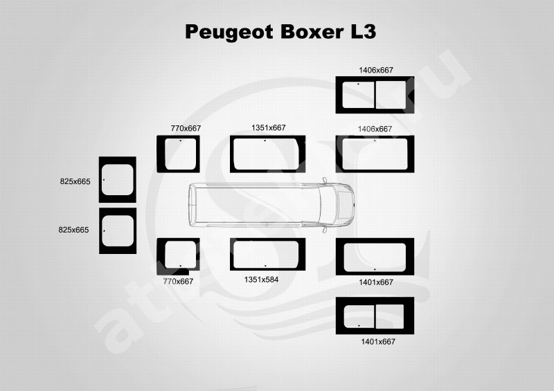 Автостекло на Peugeot Boxer L3 (короткая база)